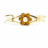 Bal-Ron Vintage 12K GF Gold Adjustable 7" Flower Pearl Bangle