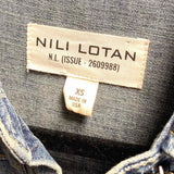 NILI LOTAN Women's Blue Size XS Button Down Denim western Long Sleeve
