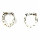 Natasha Ivory Silver Tone Hoop Faux Pearl Earrings