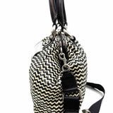 Marc Jacobs Limited Edition Rare Stam Black White Kisslock Chevron Satchel