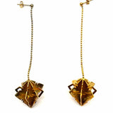 Statement Gold Tone Drop Diamond Earrings
