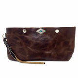 Southwestern Cowgirl Snaps Brown Cowhide Wristlet Clutch