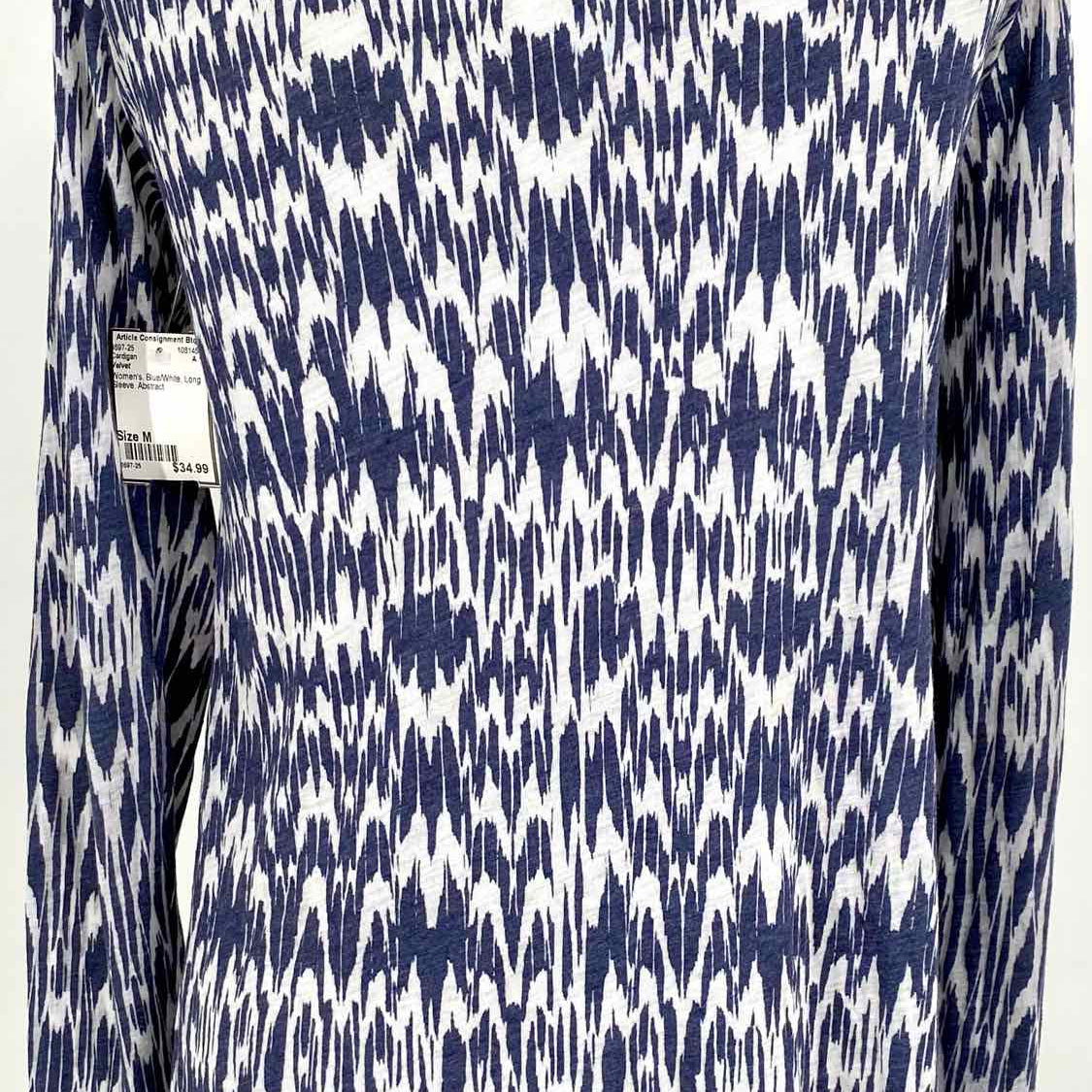 Velvet Women's Blue/White Size M Long Sleeve Abstract Cardigan