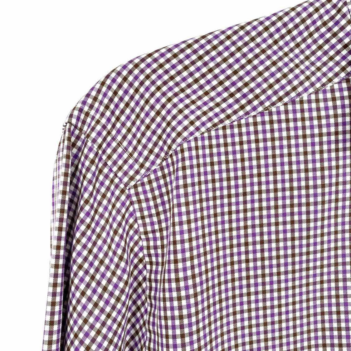 ETON Men's White Purple Size M Button Down Gingham Long Sleeve Shirt