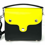 R.Boo Black Green Top Handle Interchangeable Flap Color Block Leather Crossbody