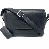 Mancini Black Flap Pebbled Leather Crossbody