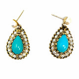 Berman & Co 14K Yellow Gold Teardrop Filigree Turquoise Earring & Ring Set