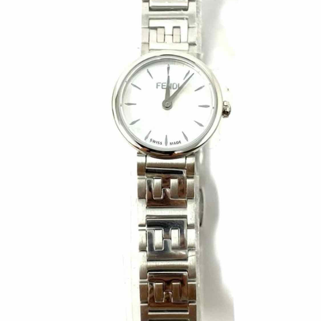 Fendi Forever Fendi 19mm Stainless Steel Silver Round FF Monogram Watch