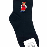 7DAYSSOCKS Women's Black Crew Cotton Blend Bear Socks