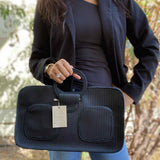 oliveve Black Woven Leather Tote