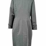 VICTOR COSTA Women's Silver Size 10 Button Down Ribbed Dress