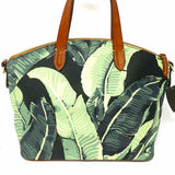 Dooney & Bourke Coated Canvas Black Green Dome Banana Leaf Satchel