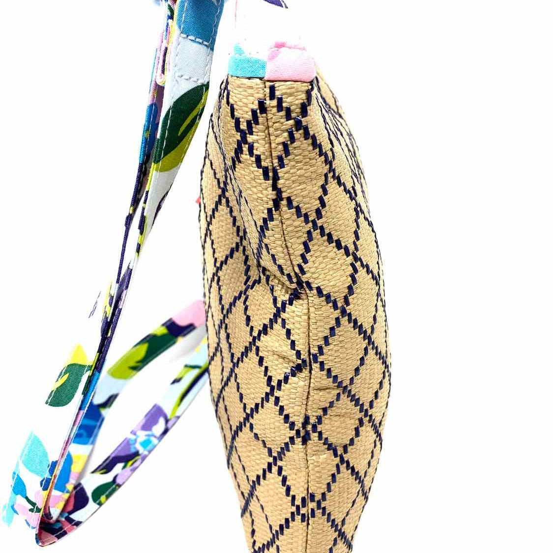 Vera Bradley Raffia Beige/Blue Square Whale Crossbody
