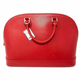 PULICATI Red Half Dome Saffiano Leather Satchel