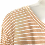 Vince Women's Beige Size L Asymmetrical Short Sleeve Cotton Stripe Dress