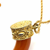 Kenneth Lane Orange Gold Tone Pendant Resin Horn Necklace