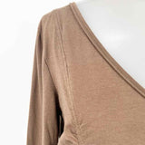 W by Worth Women's Brown Size L V-Neck Ruched Long Sleeve