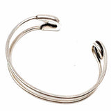 Estate 925 Sterling Silver 7.5" Safety Pin Bangle