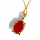 A & Z Martin's Jewelry 14K Pendant 18" Cabochon Red Coral Necklace