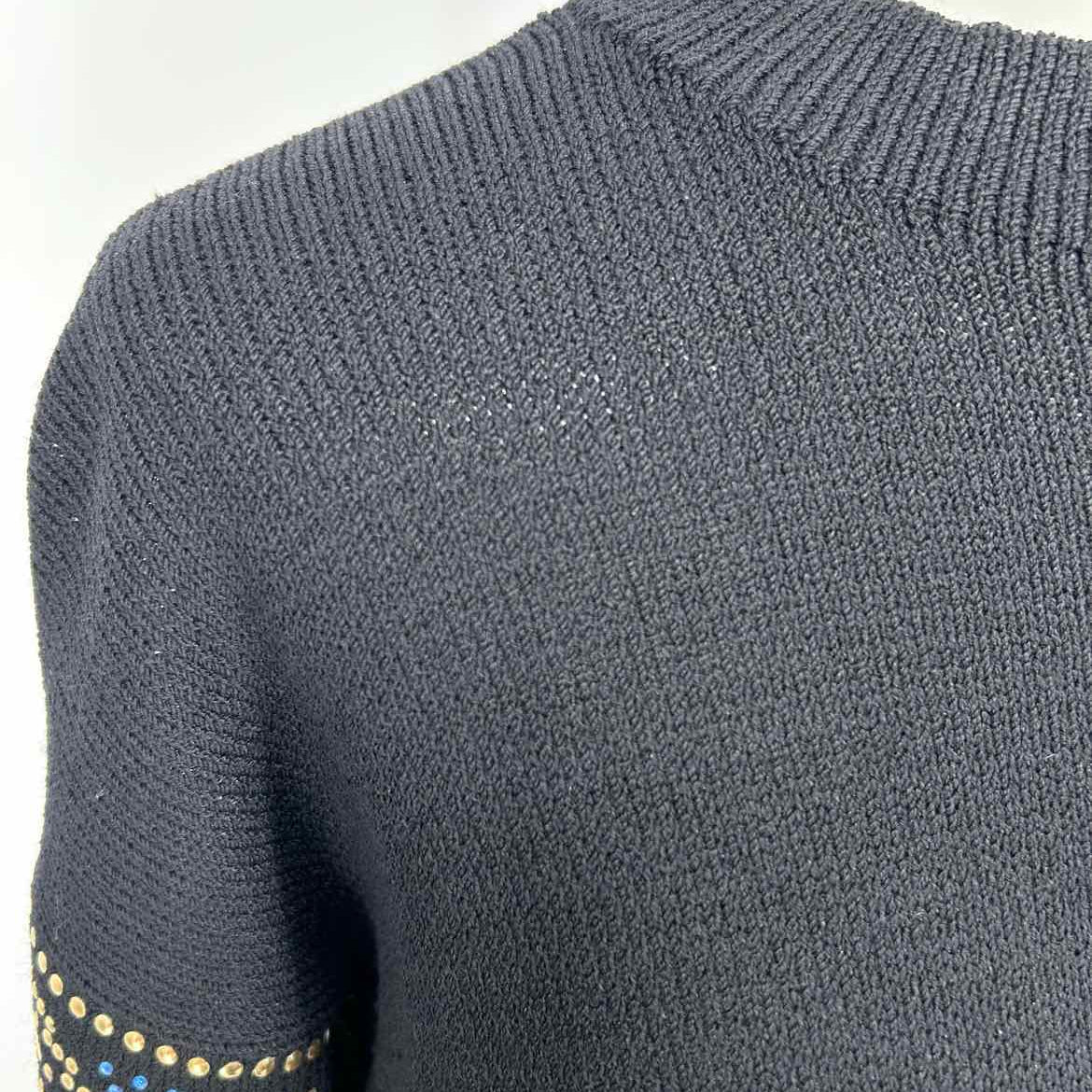 ST. JOHN Women's Black Size S Crew Embellished Sweater