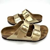 Birkenstock Arizona Women's Gold Size 8 Slide Leather Metallic Sandals