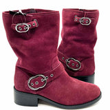 VINCE CAMUTO Women's Burgundy Size 8 Buckle Suede Boots
