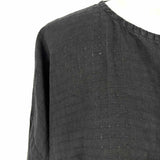 Eileen Fisher Women's Black Size S Button Down Linen Window Pane Long Sleeve