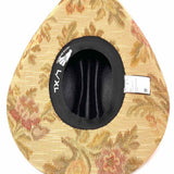 Zandria Handmade Upholstered Beige Cowboy Floral Hat