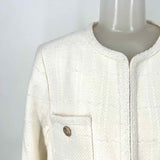 Ann Taylor Women's White Size 14P Boucle Tweed Blazer