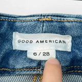 Good American Women's Blue Size 6/28 Bootcut Raw Hem Jeans