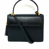 VALENTINO GARAVANI Vintage Black Top Handle Pebbled Leather Satchel
