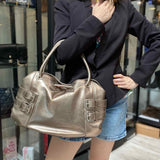 Cole Haan Gold Hobo Metallic Leather Tote