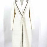 alice+olivia Women's White Size L Trench Tweed Embelished Coat
