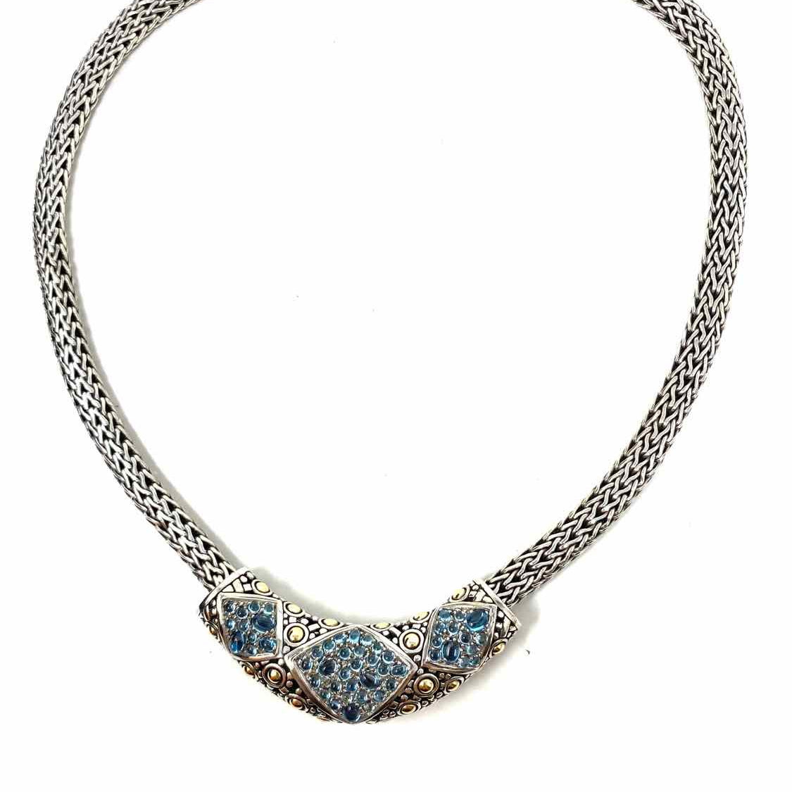JOHN HARDY Jaisalmer .925 Sterling Silver 18k Dots Blue Topaz 16.5 in. Necklace