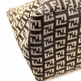 Fendi Zucchino Canvas Brown Zip Top Zucca Tote