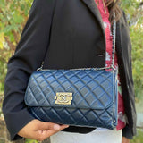 Chanel 2011-12 In The Business Navy Boy Bag Lock Quilted Shoulder Bag
