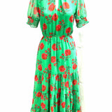 Betsey Johnson Women's Green Size XS Tiered Floral Dress