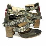 Freebird Jaclynn Women's Dark Gray Sz 7 Block Heel Leather Snake Embossed Bootie