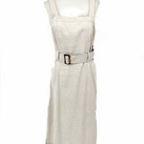 Club Monaco Women's Light Gray Size 6 Belted Button Down Dress