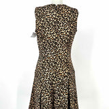 Michael by Michael Kors Women's Brown Size 3 Pleated Leopard Print Dress