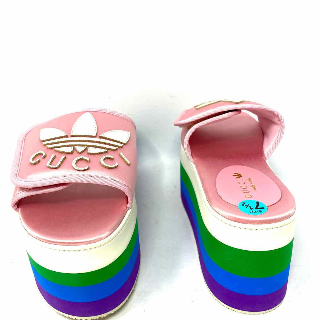 Gucci x Adidas Women's Pink Multi-Color Size 37.5/7.5 Platform Slide