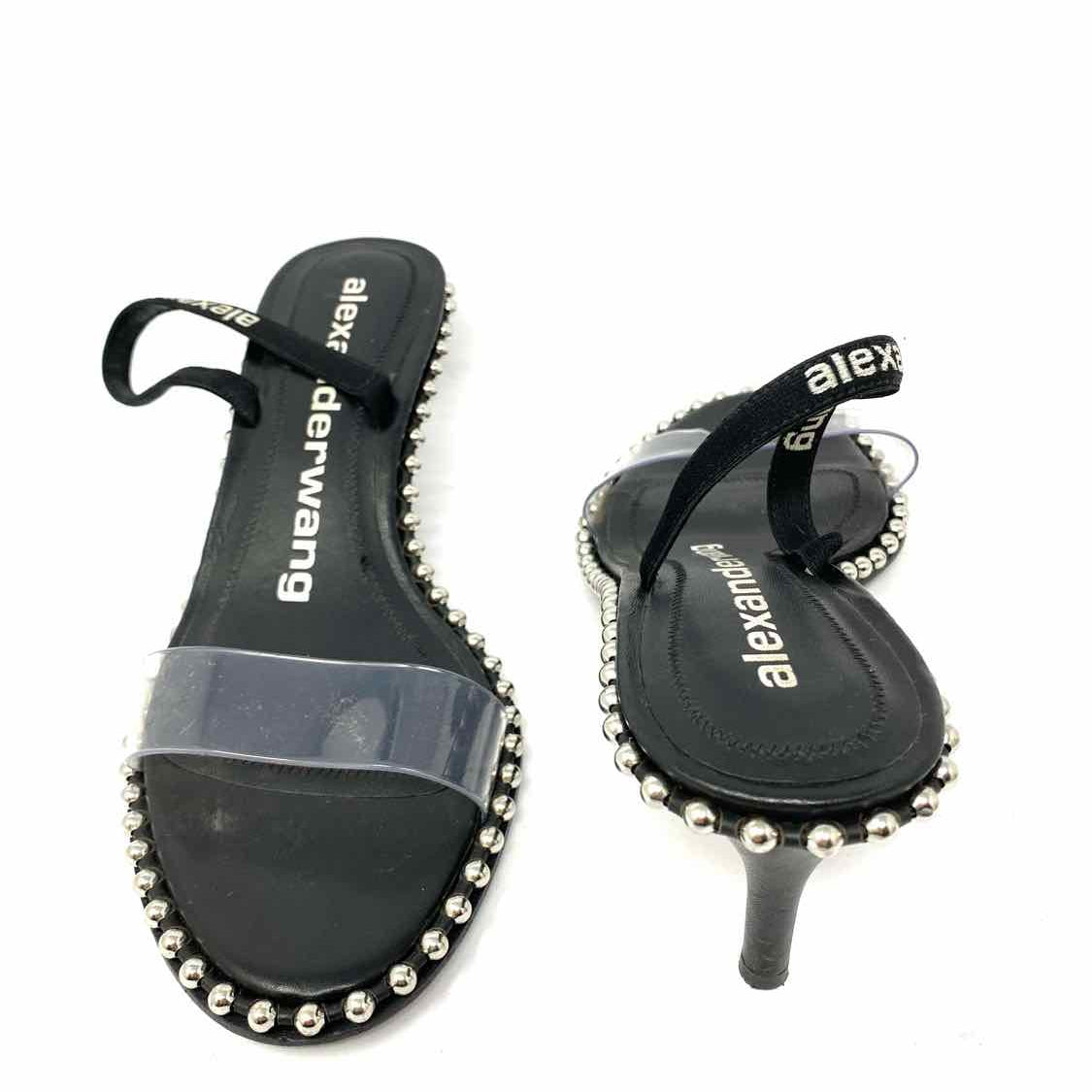 Alexander Wang Nova Women's Black Size 38/8 Kitten Leather Studded Sandals