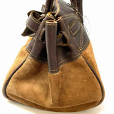Homer Montecito CaryAll Suede Brown Oversized Color Block Leather Tote