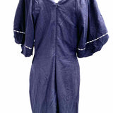Hyacinth House Women's Navy Size L mini Linen Blend Puff Sleeve Dress