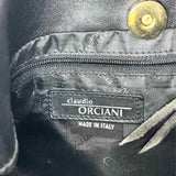 CLAUDIO ORCIANI Satin Army Green Black Crescent Fringed Crossbody
