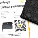 Christian Dior 2023 Caro Daily Pouch M Black CANNAGE Pebbled Leather Wristlet