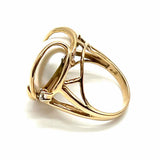 Estate size 4 14K Yellow Gold White Abstract Pearl Ring