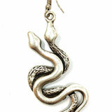 Metal Silver Tone Serpant Snakes Earrings