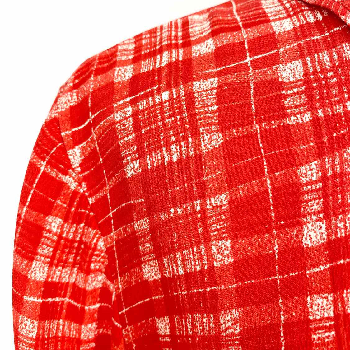 Louis Feraud Paris Women's Red Size 8 Button Down Plaid Long Sleeve