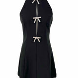 MABLE Women's Black Size S Halter Bow Holiday Dress